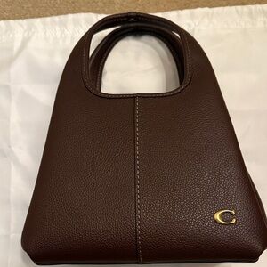 Coach Brown Pebbled Leather Top-Handle Shoulder Bag with Gold Accent